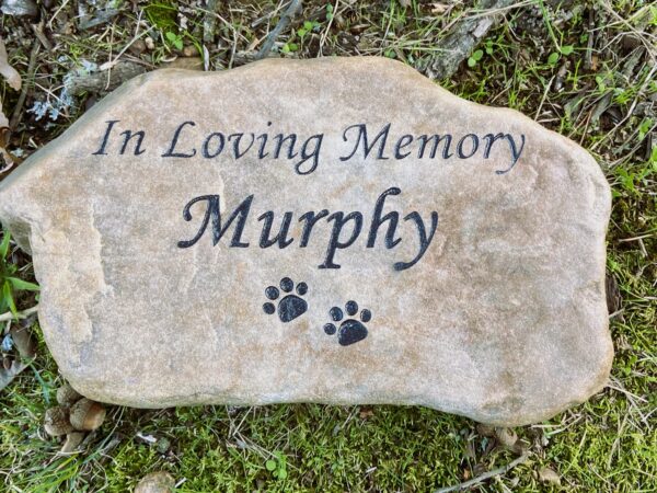 Pet memorial river rock stone for dog, cat or any pet grave marker headstone