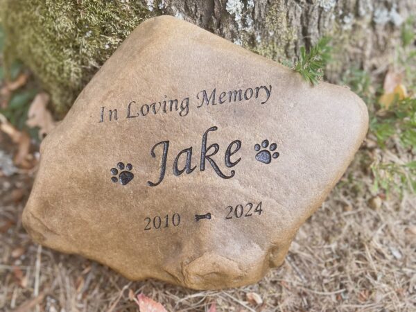 Pet memorial river rock stone for dog, cat or any pet grave marker headstone