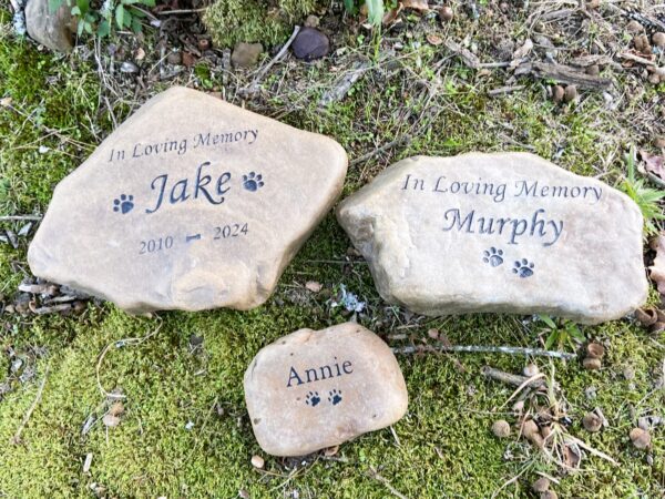 Pet memorial river rock stone for dog, cat or any pet grave marker headstone